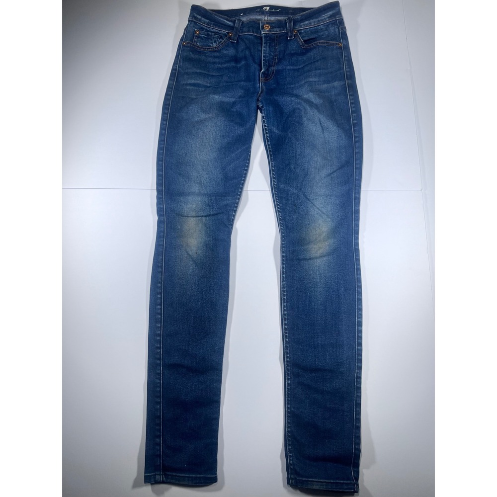 7โ For All Mankind The Skinny Jeans Womens 27 Blue Medium Wash Mid Rise Stretch